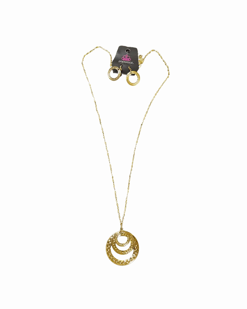 Triple Gold Pendant with Earings set