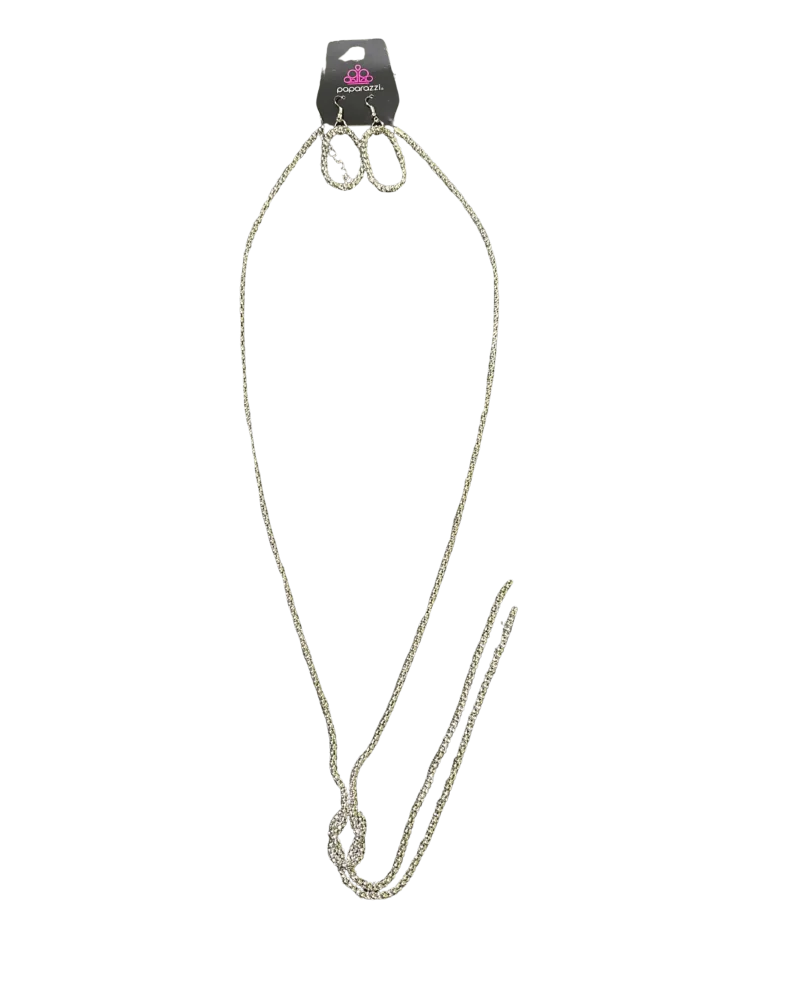 Intertwined Silver Necklace with Earings set